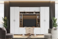 Шкаф настенный 1500 МС "Сандра"(Белый лофт/Дуб баррик)