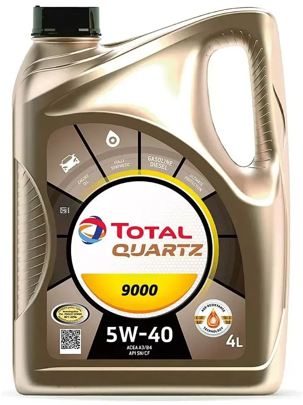 Моторное масло Total Quartz 9000 5W-40, синтетическое, 4 л