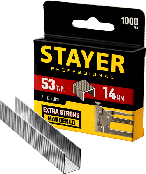 STAYER скобы тип 53 (A/10/JT21), 14 мм, калибр 23GA. 1000 шт. (3159-14)