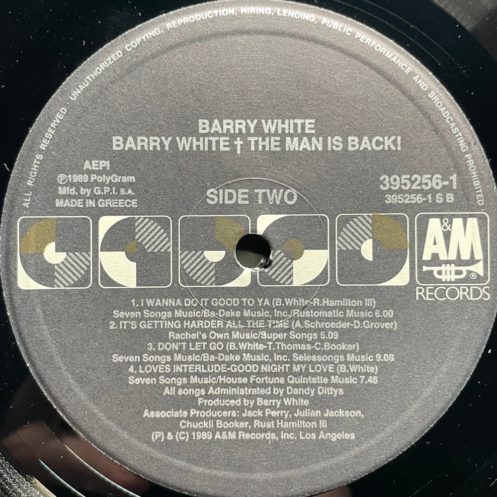 Barry White ‎– Barry White: The Man Is Back! (Греция 1989г.)