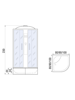 Душевая кабина RIVER DESNA XL  90/44  TH   90x90x230 10000006150 Универсальная Четверть круга