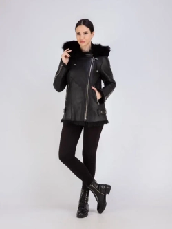 Дубленка женская натуральная с капюшоном тоскана зима Турция