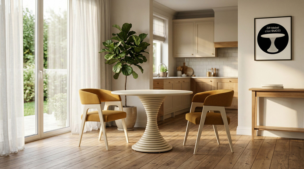 Стол Zip-mebel Фьюзз К 120 слоновая кость