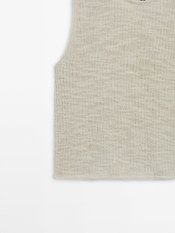 Massimo Dutti Трикотажный топ без рукавов, светло-зеленый