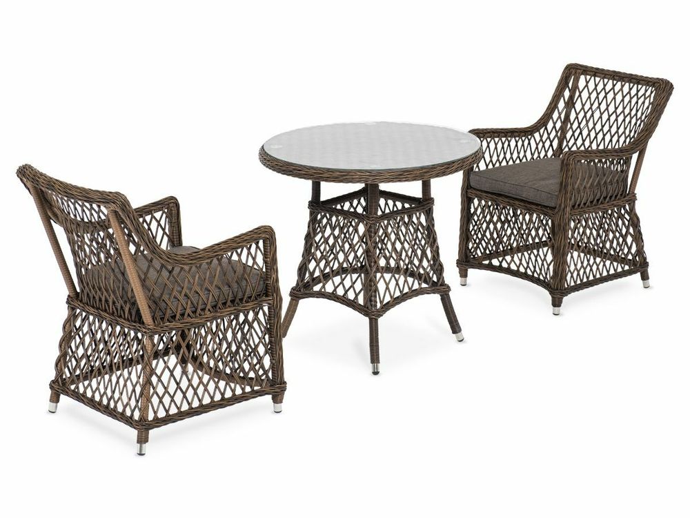 "Эспрессо-80 L" обеденная группа плетеная, цвет коричневый