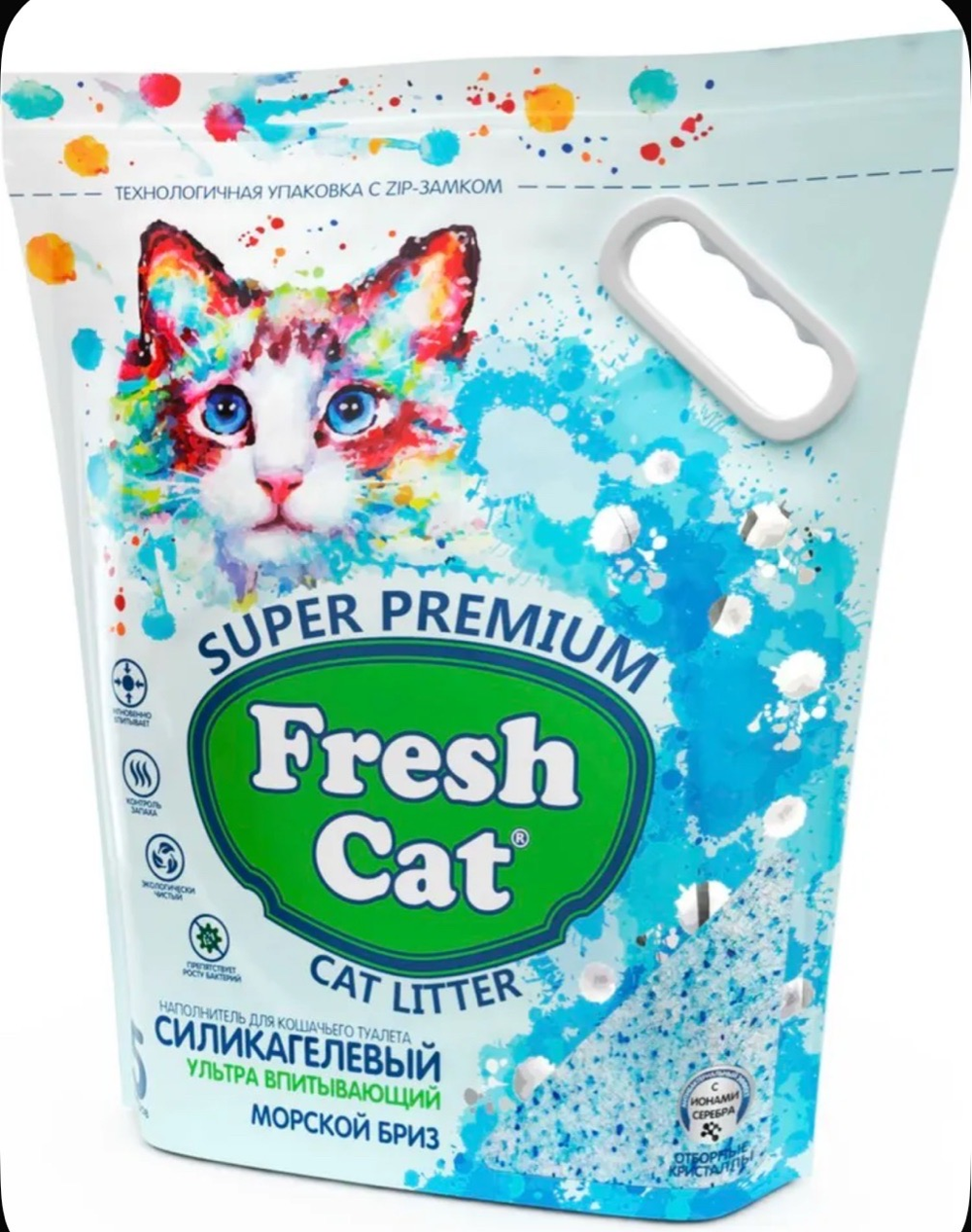 FRESH CAT впитывающий Силикагелевый наполнитель Морской бриз 5л