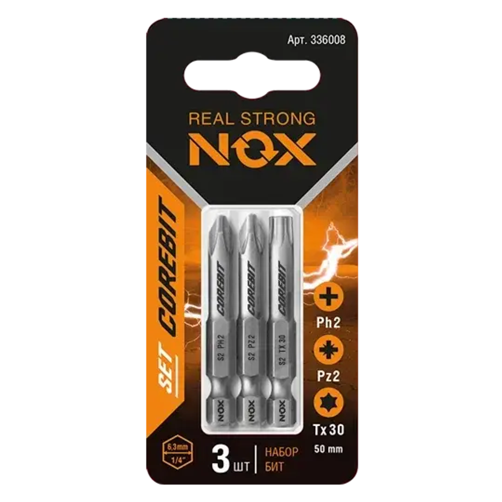 Набор бит PH2-PZ2-TX30х50мм, 3шт карта NOX COREBIT SET3 336008