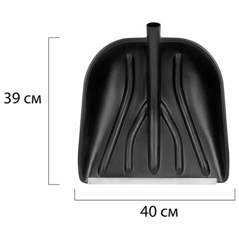 Лопата снеговая 40х39 см БЕЗ ЧЕРЕНКА "КУПЕЦ" с планкой, прочная, применяется для зерна, керамзита, щебня, ГРАНДМАСТЕР, 700336