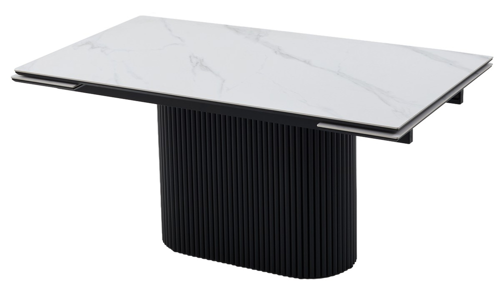 Стол АРИЯ 160 Белый мрамор MATTE, керамика / Черный каркас М-City