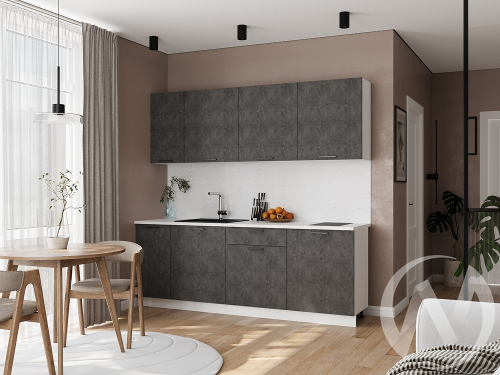 Кухня 2;2 м "Хейли" белый; бетон (корпус белый)