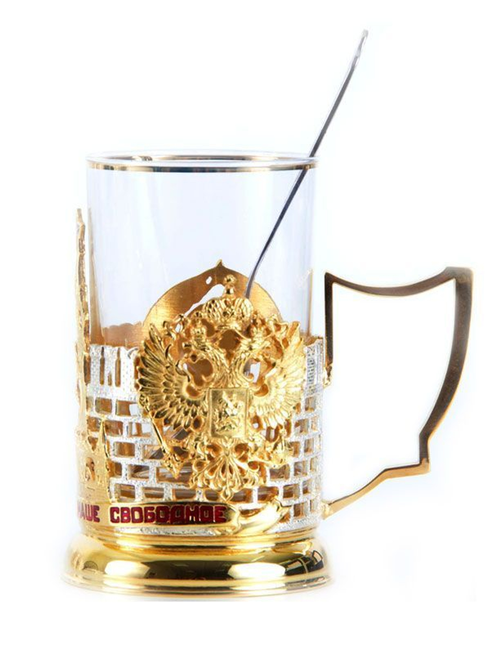 Подстаканник Славься Отечество с позолотой