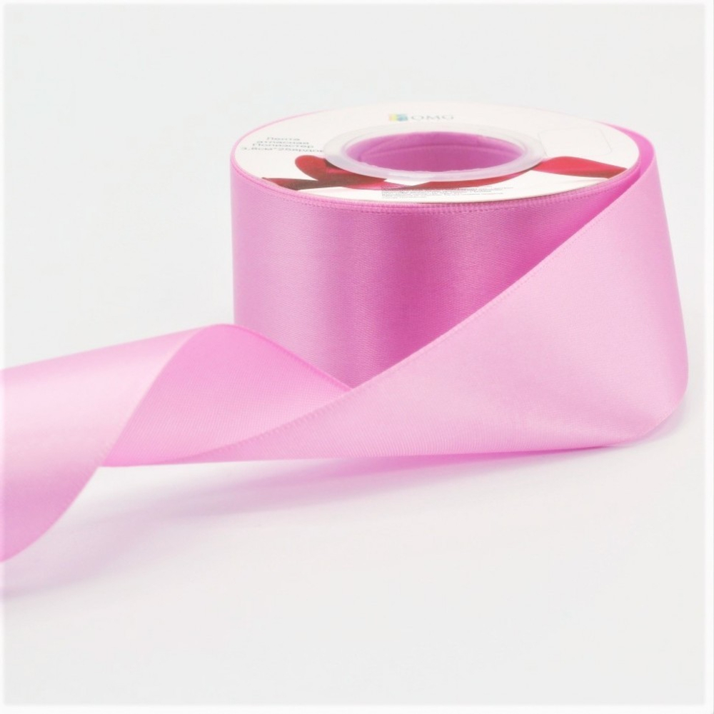 Лента Атласная 3,8см х 28м Полиэстер класс А (Розовый)