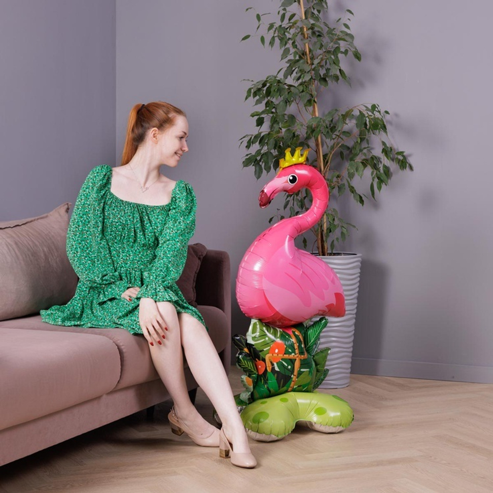 Фольгированный шар-фигура на подставке «Фламинго» AIR, 155 см