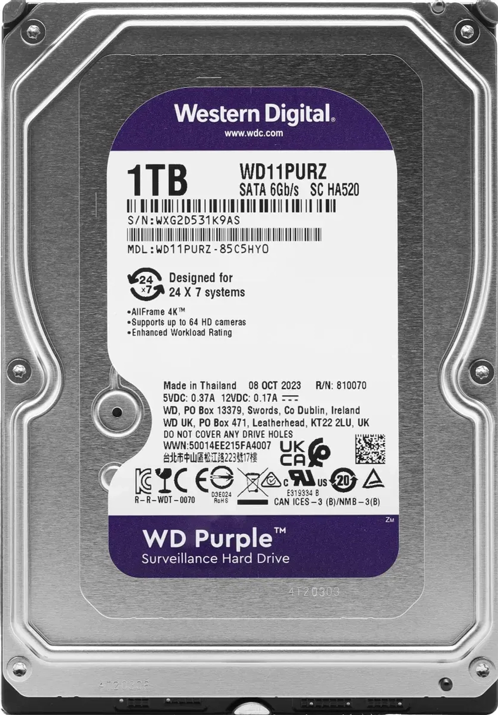 Жесткий диск WD Purple 1TB