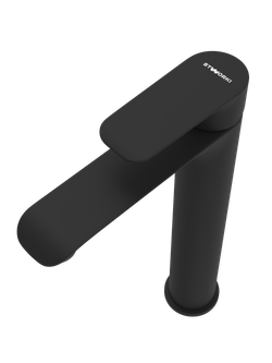 Смеситель для раковины STWORKI Копенгаген S42020BK + донный клапан SW-001BK черный матовый