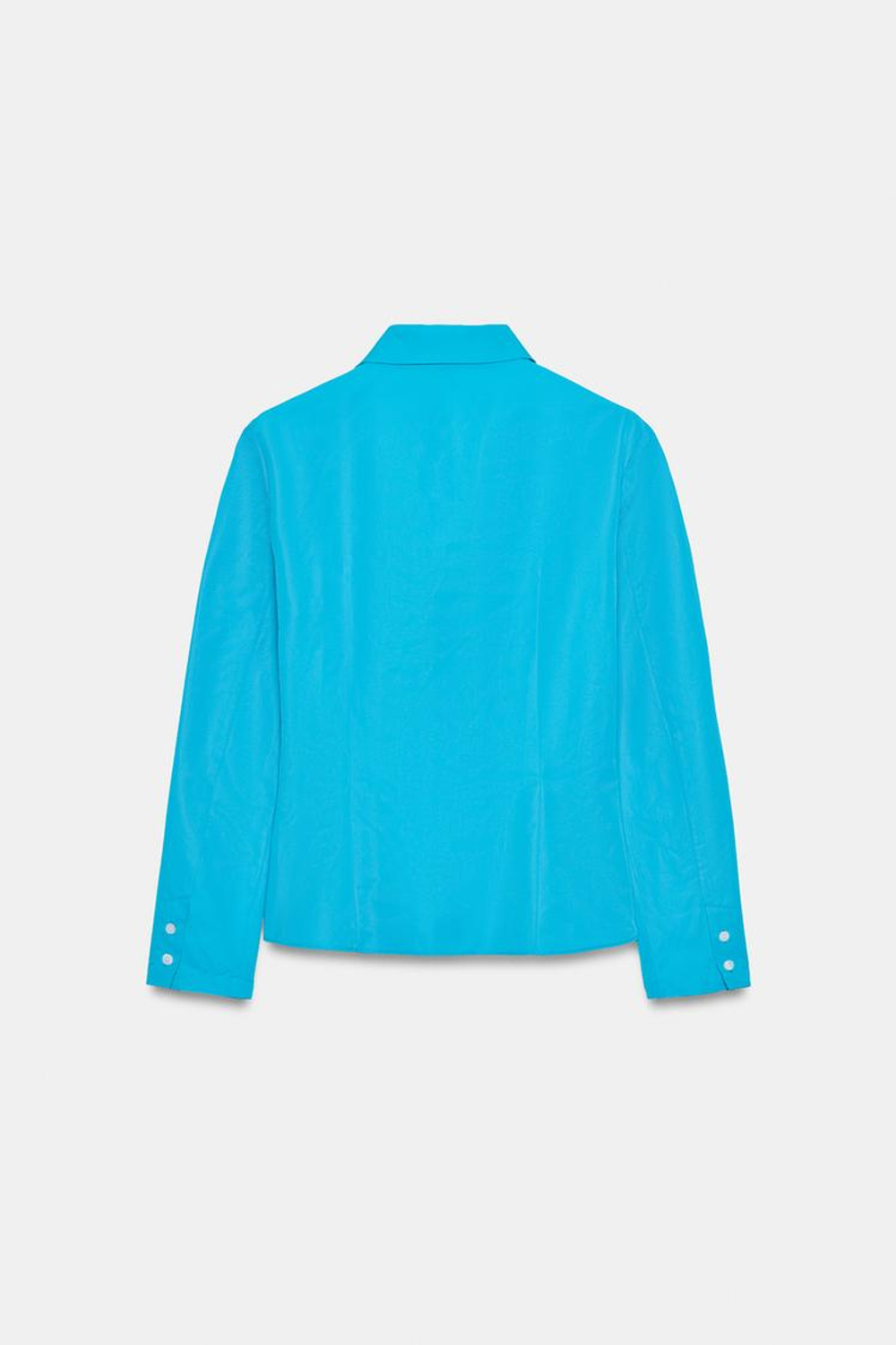 ZARA ПРИТАЛЕННАЯ РУБАШКА ИЗ ТАФТЫ, СИНИЙ ЭЛЕКТРИК