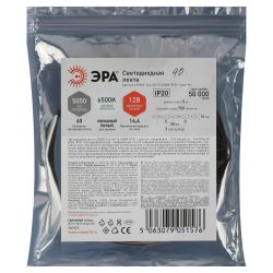 Светодиодная лента ЭРА LS5050 -14,4-60-12-6500K-IP20-1 year-5m холодный белый 5м