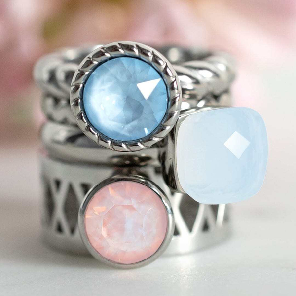 Кольцо Qudo Firenze arctic blue opal 16.5 мм 612171 BL/S размер 16,5