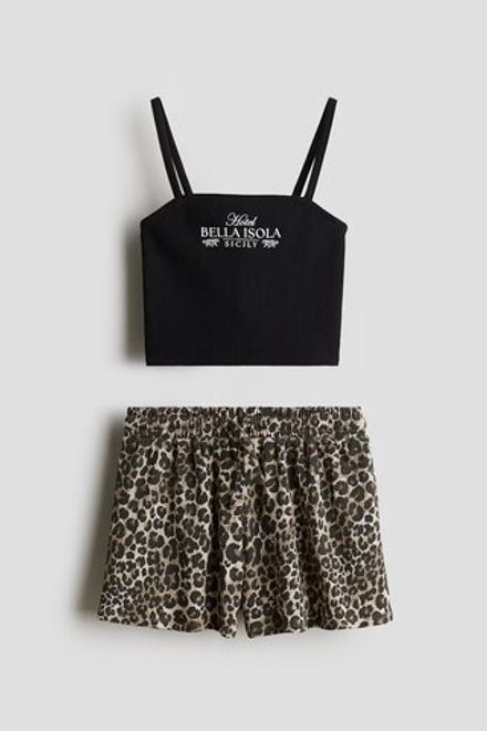 H&M Комплект из топа и шортов, леопардовый