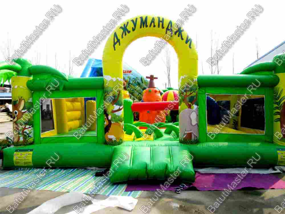 Коммерческий надувной батут "Джунгли малый со скалодромом"