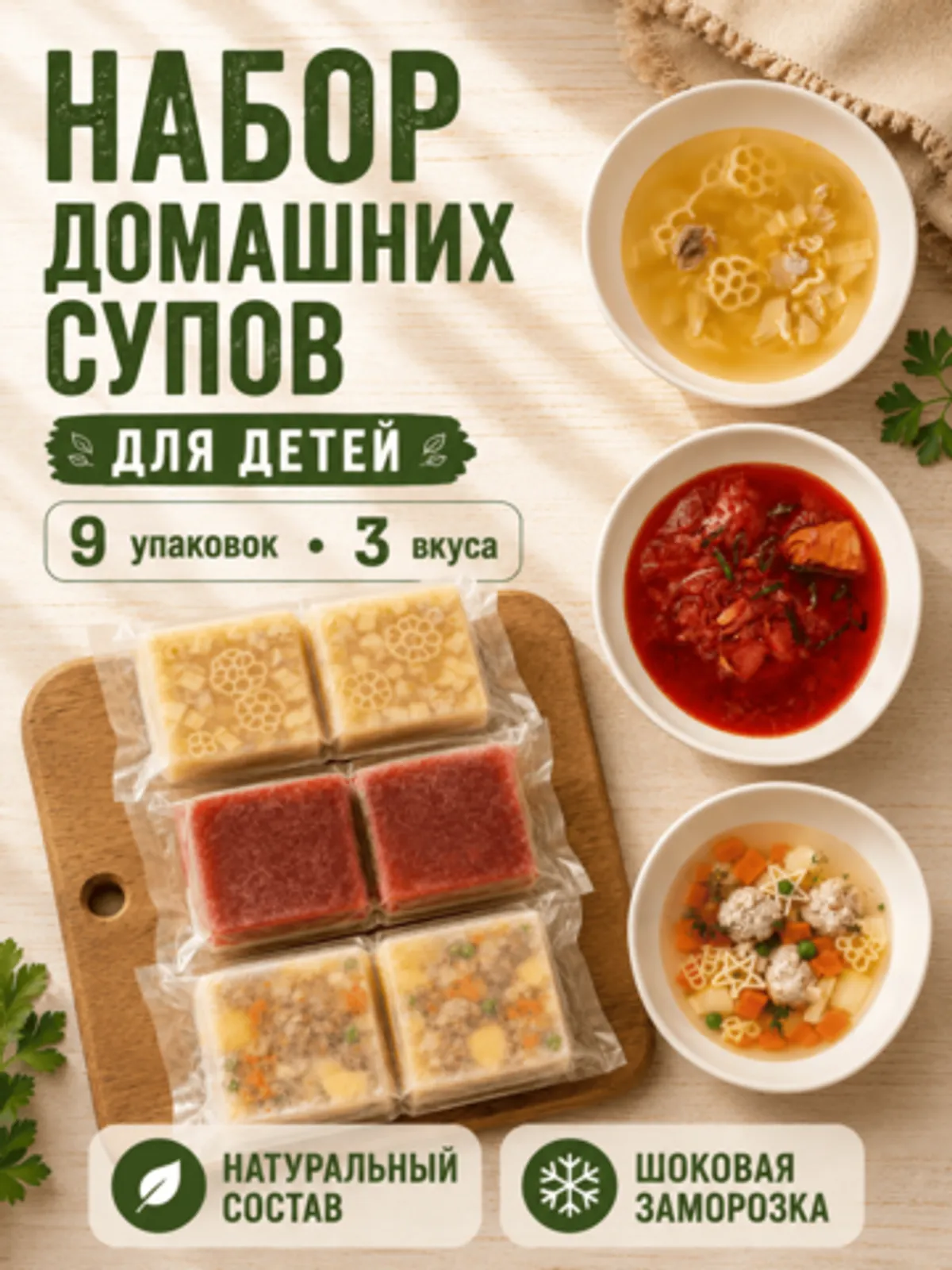 Фотография Набор домашних супов для детей / 9 шт купить в магазине Афлора