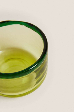 ZARA HOME СТЕКЛЯННАЯ ПИАЛА С КОНТРАСТНЫМИ ДЕТАЛЯМИ ПО КРАЯМ, ЗЕЛЕНЫЙ