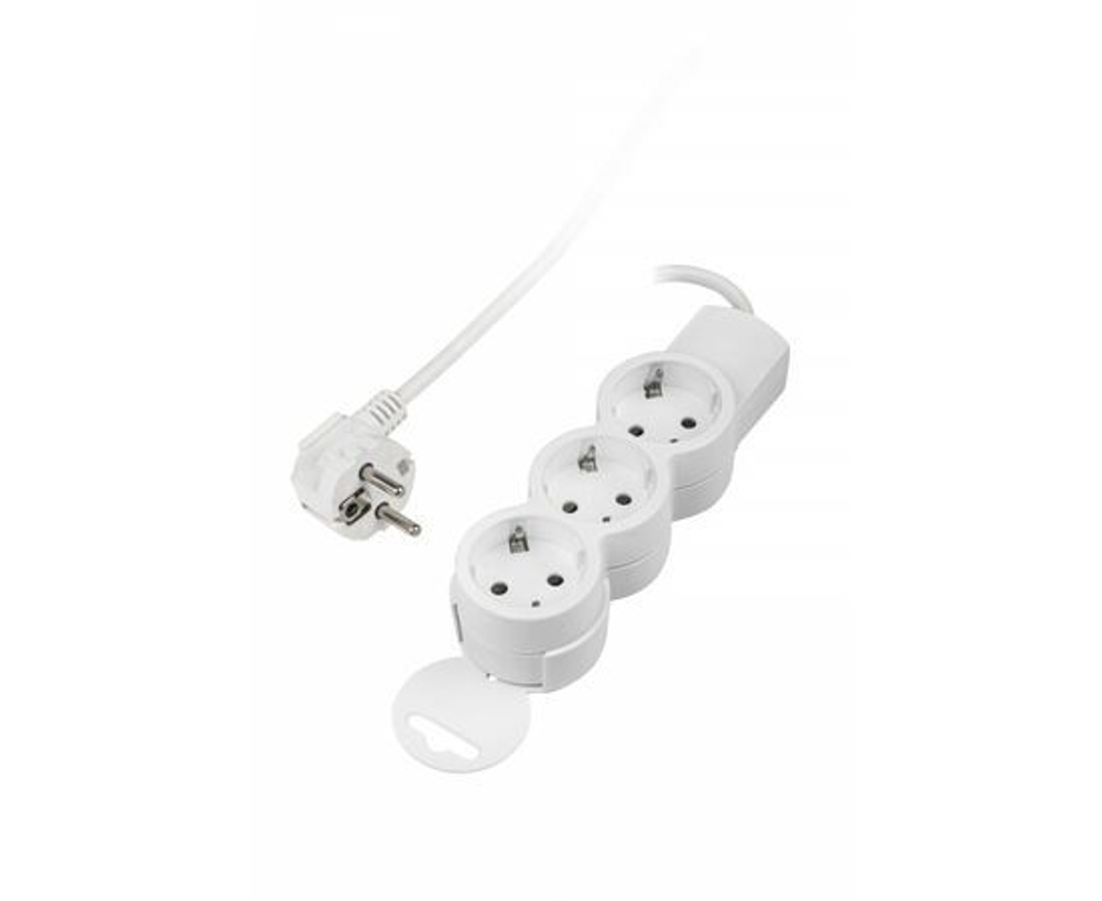 Сетевой удлинитель -фильтр ПВС 3х0.75 6 роз. 1.8 м 10А белый, земля, выкл.