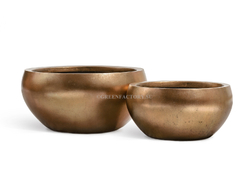 Кашпо TREEZ Effectory - Metal - Низкая полусфера - Тёмное матовое золото