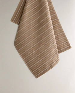 ZARA HOME КУХОННОЕ ПОЛОТЕНЦЕ ИЗ МАХРОВОГО ХЛОПКА В ПОЛОСКУ, БЕЖЕВЫЙ