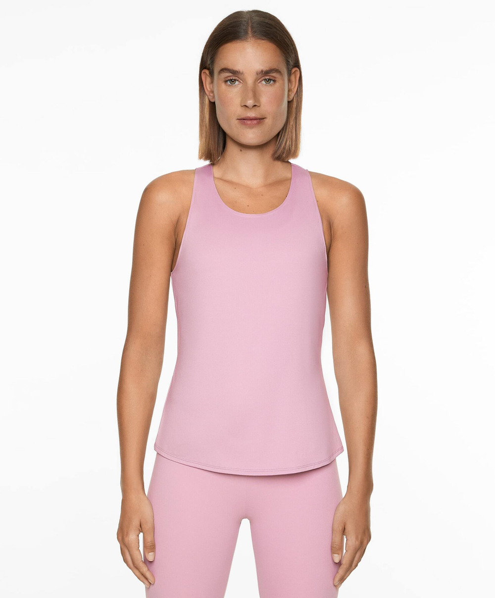 Oysho Футболка комфортлюкс с перекрестной спиной, розовый