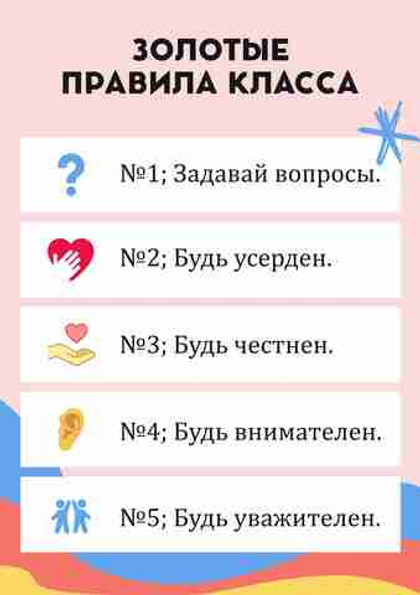 Информационный стенд "Золотые правила класса "