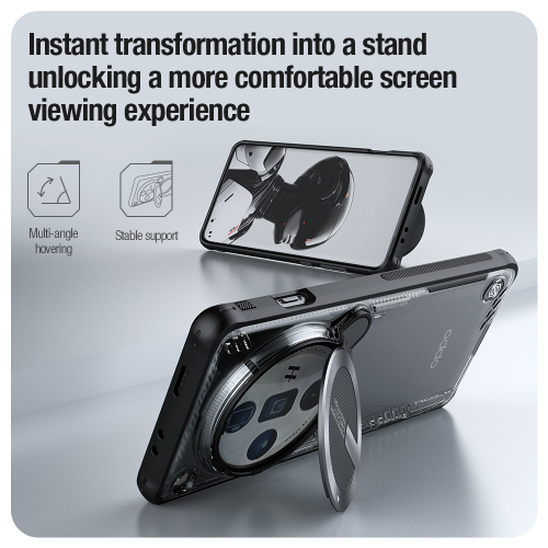 Чехол прозрачный тонированный (Dark night black) от Nillkin с металлической откидной крышкой для камеры на OPPO Find X7 Ultra, серия Iceblade Prop Case