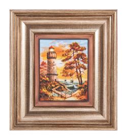 AMB-04/31 Картина «Маяк надежды» (с янтарной крошкой) H-18см