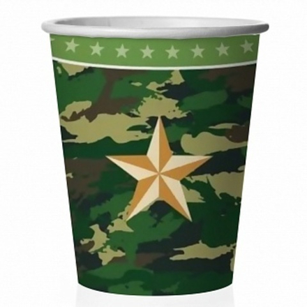 Стаканы (250 мл) Звездный Камуфляж Темно-зеленый 6 шт.