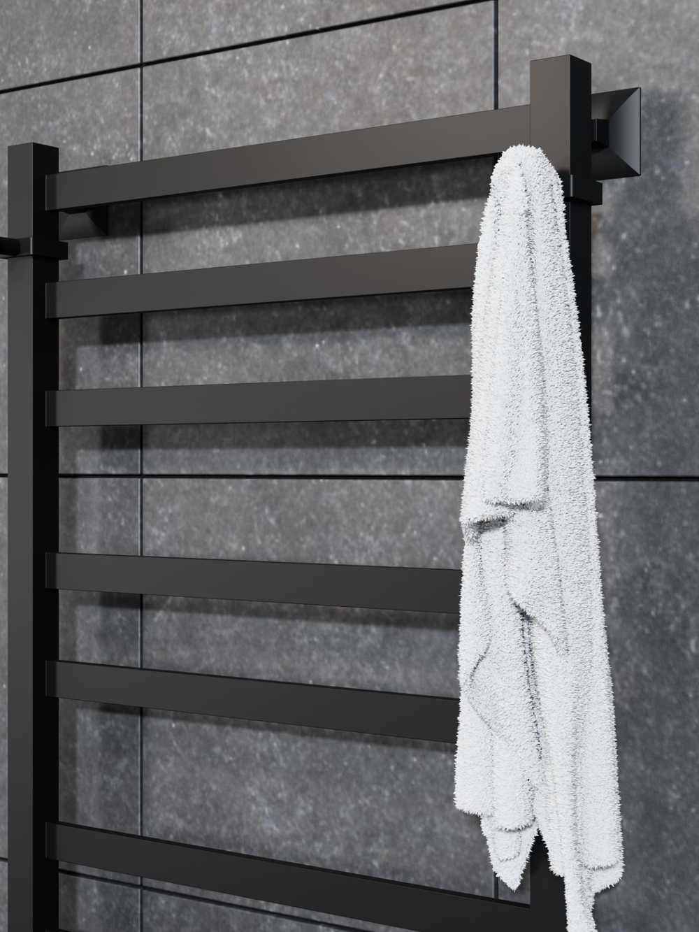 Полотенцесушитель водяной черный матовый Keerol LP8 800x500, вент. углов. 3/4"х1/2" г/ш (пара)