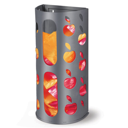 Держатель контейнер корзина APPLE для пакетов, мешков, бахил, 37,5х16х13 см, графит, LAIMA