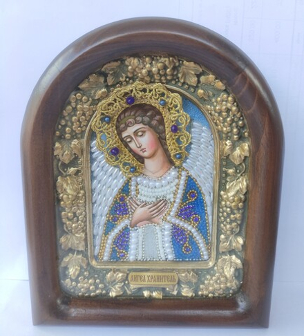 Икона малая со стразами на дереве Ангел Хранитель (Дивеевские иконы)