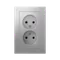 Розетка 2-м СП AtlasDesign 16А IP20 без заземл. в сборе алюм. SE ATN000320