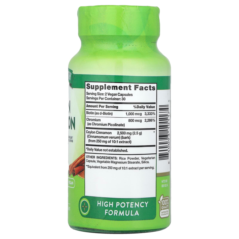 Nature's Truth, Цейлонская корица с биотином и хромом, 60 капсул