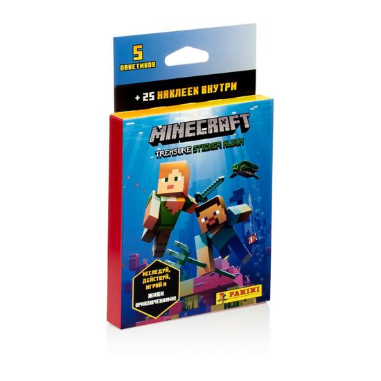 Блистер с наклейками Panini MINECRAFT, (набор из 5 пак. наклеек в карт.упак)