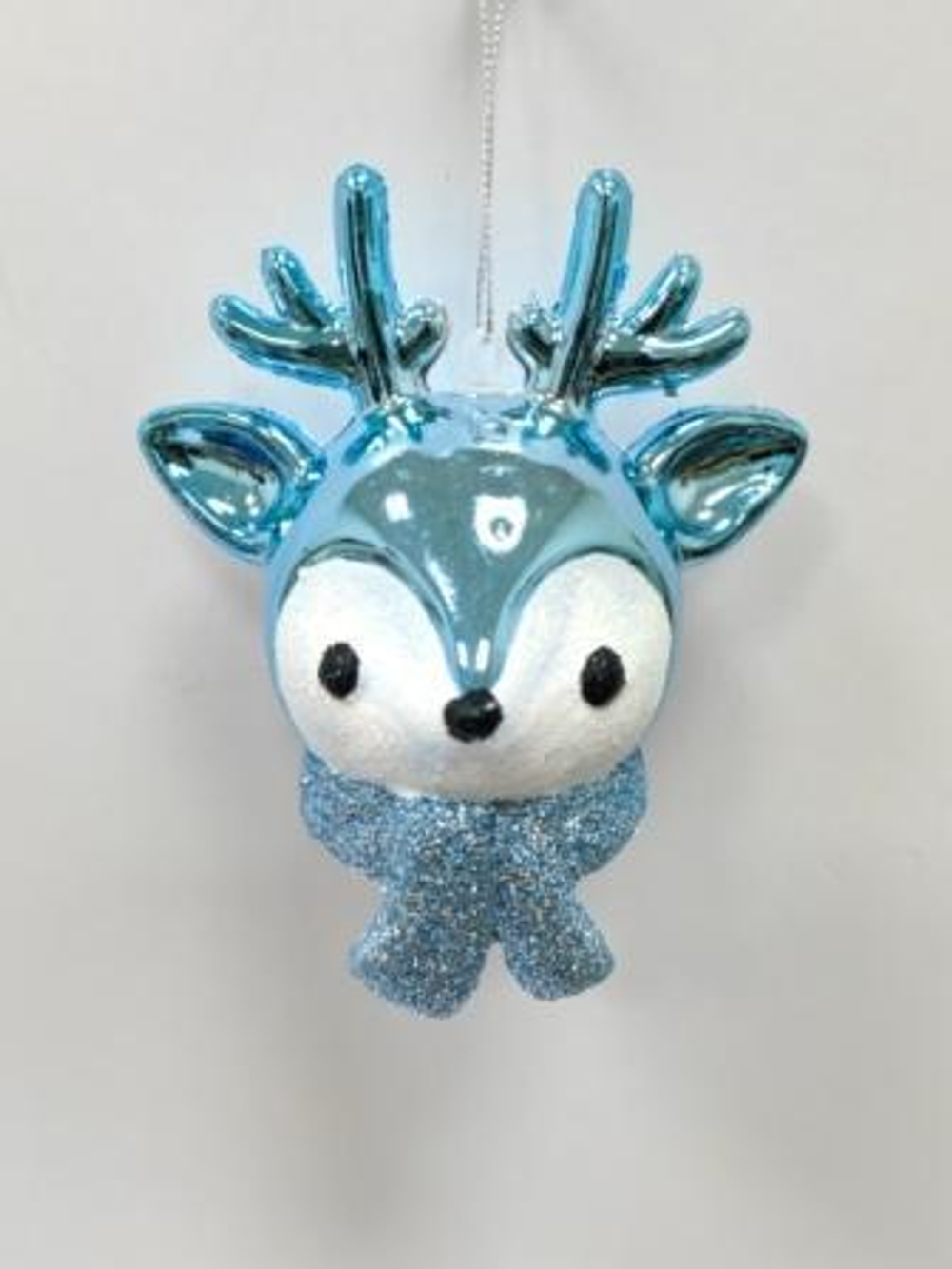 Елочная игрушка "Новогодний олененок" 7*11*20 см, голубой (Серпантин)