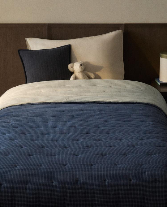 ZARA HOME ДЕТСКОЕ МУСЛИНОВОЕ ОДЕЯЛО, СИНИЙ