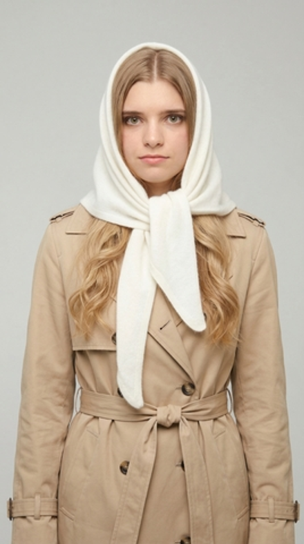 Оренбургский платок-косынка К820-02 экрю