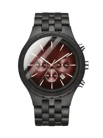 Часы наручные из натурального дерева кварцевые KUNHUANG на деревянном браслете, черный W9140-02