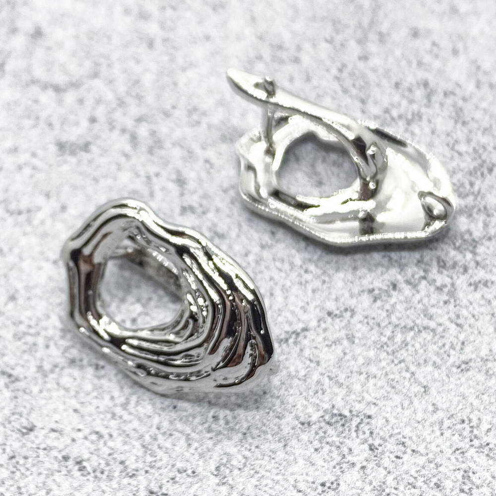 Ювелирные швензы с родиевым покрытием, размер 21*14 мм, цена за пару