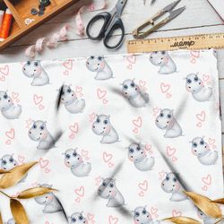 Ткань флис бегемотики и сердечки