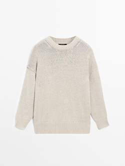 Massimo Dutti Свитер из смесового льна, бежевый