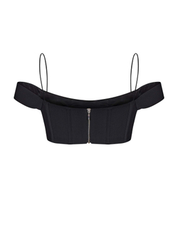 Топ укороченный корсетного типа из крепа с открытыми плечами