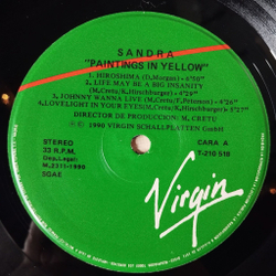 Винтажная виниловая пластинка LP Sandra Paintings In Yellow (Spain 1990) Johnny Wanna Live