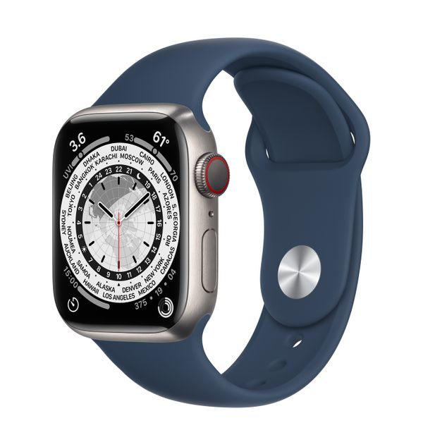 Умные часы Apple Watch Series 7 GPS + Cellular 45mm Titanium Case with Abyss Blue Sport Band